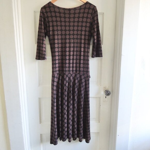 Salaam Black & Brown Faux Wrap Ruched Jersey Dress M - Picture 6 of 9